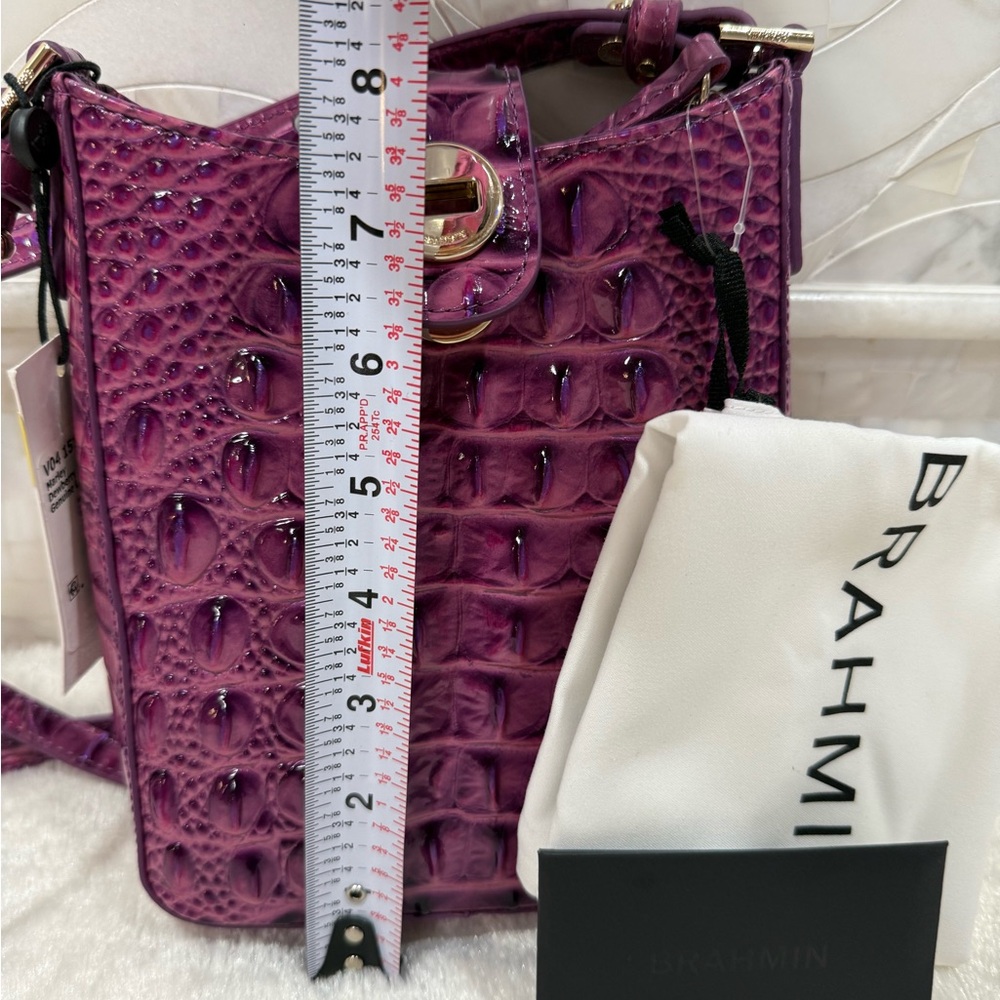 NWT Brahmin Marley in Dewberry Croc-Embossed Shoulder Bag - Picture 5 of 5